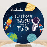 Aperturee - Blast Off Galaxy Planets Round 2nd Birthday Backdrop